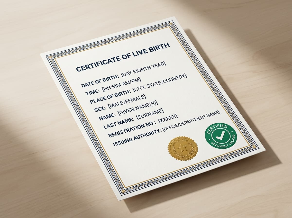 Traducción certificada de acta de nacimiento al inglés con sello de certificación